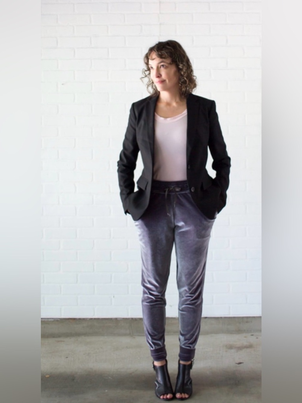 Nine West Velvet Joggers in Gray